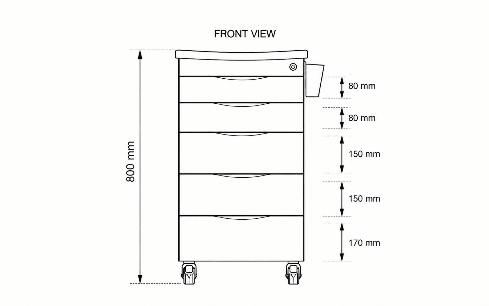 DTX-UM-500 trolley drawer detail
