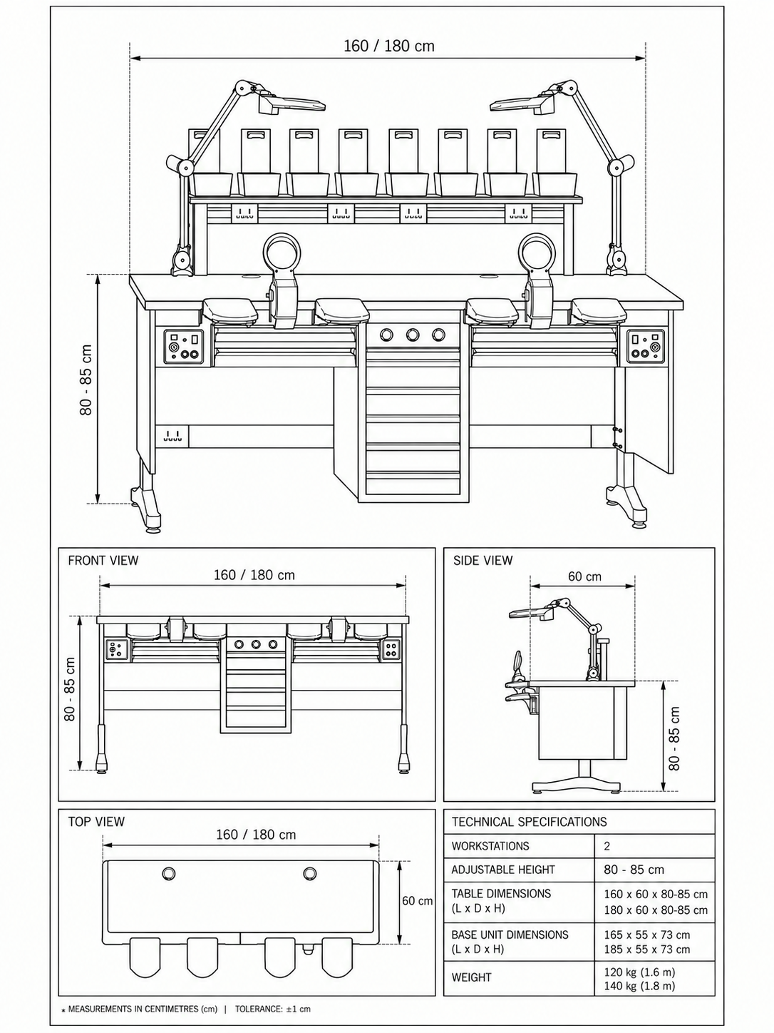 Technical drawing NEUBER Workstation