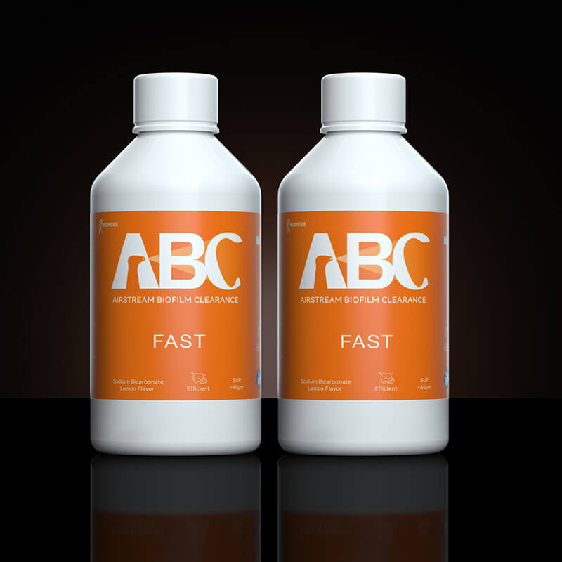 Polvo de bicarbonato para aeropulidor dental Woodpecker Fast PT-S1 sabor limon 40um pack 4 botellas 300g