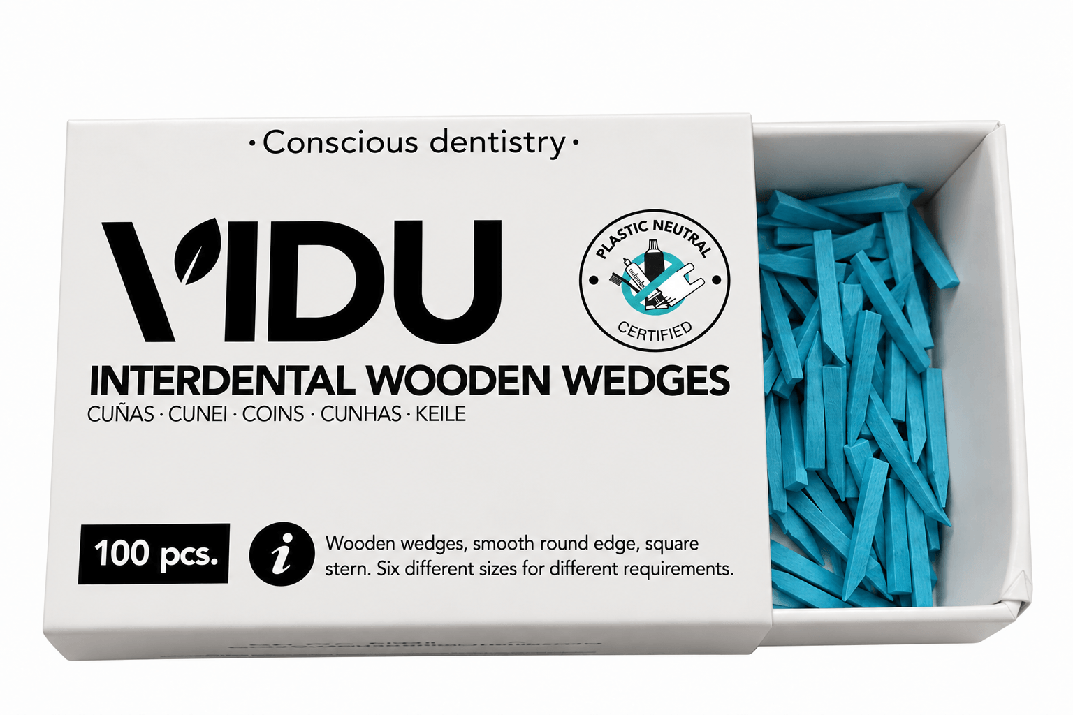 Cuñas Dentales de Madera Ecológicas VIDU, azul