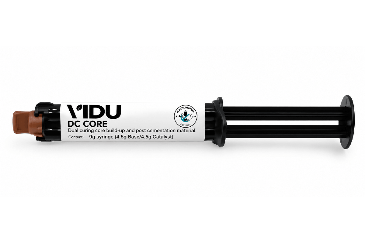 DC Core VIDU composite nucleo munon dual cure jeringa 9g tono dentina
