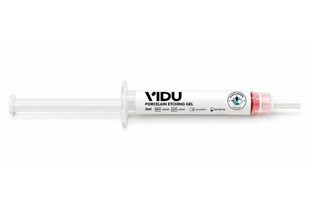 Gel grabador porcelana ceramica acido fluorhidrico VIDU jeringa 3ml