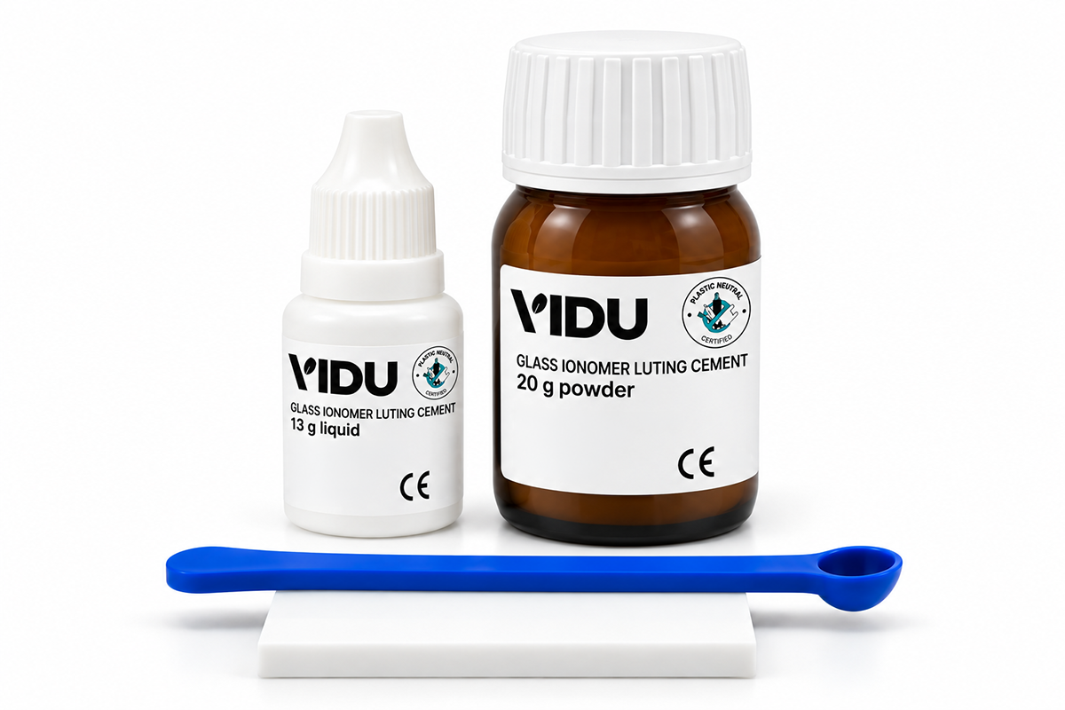 Ionomero vidrio cementar VIDU alta adhesion sin resina sin grabado previo 20g polvo 13g liquido