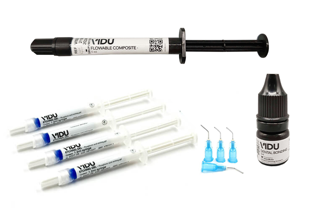 Pack de restauracion dental VIDU adhesivo composite y acido grabador