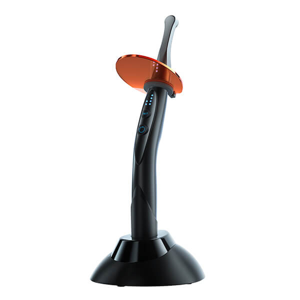 Lámpara inalámbrica de fotopolimerización Woodpecker O-Light II color negro con lente de curado de punto magnético
